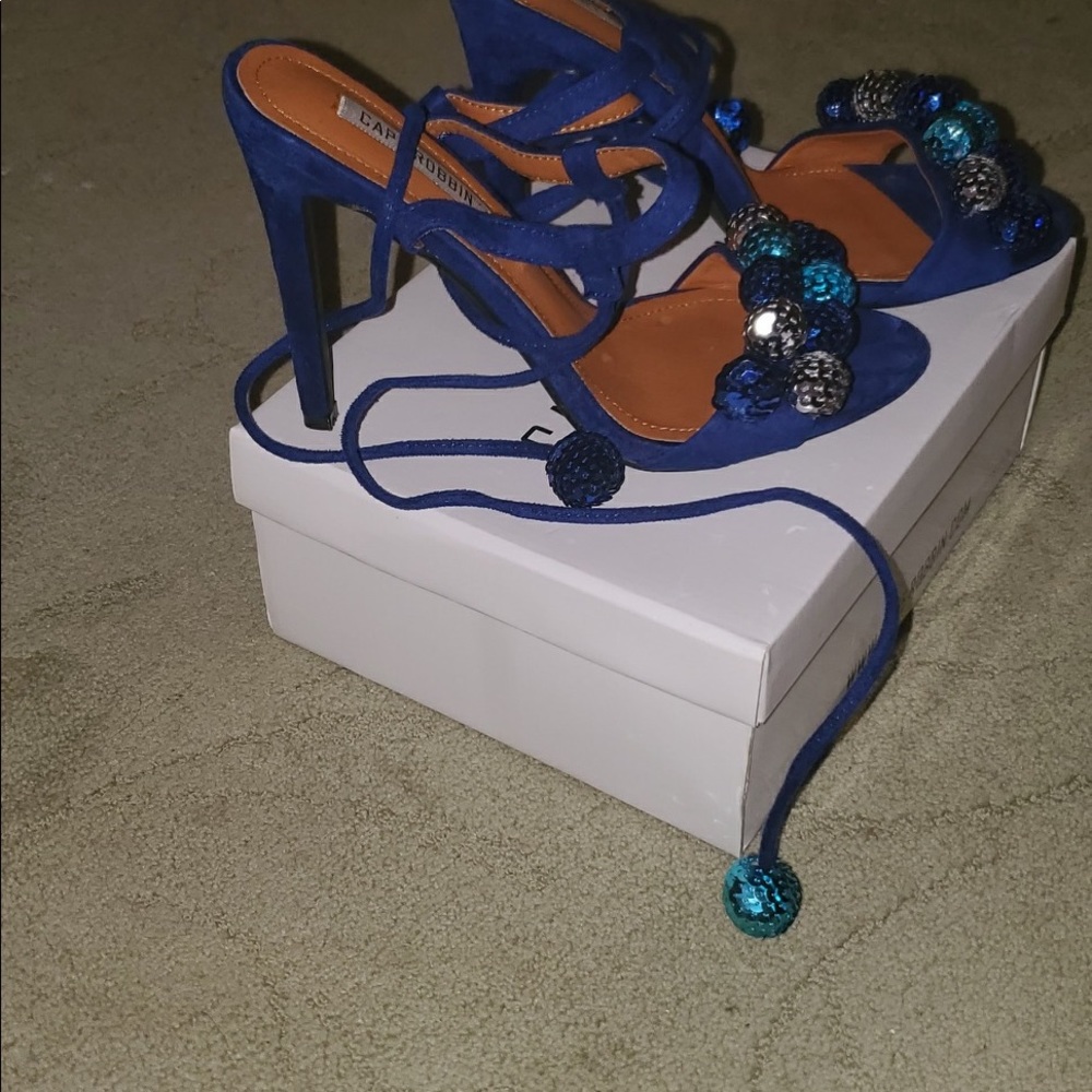 Suede Royal Blue sandal heel